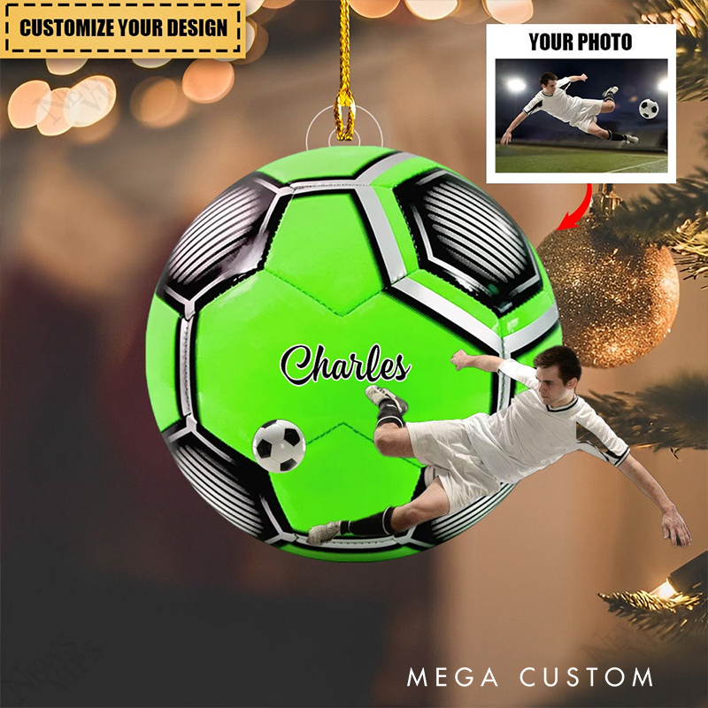 Personalized Soccer Ball Ornament with Custom Name Photo and Player Design for Unique Decorations and Gifts