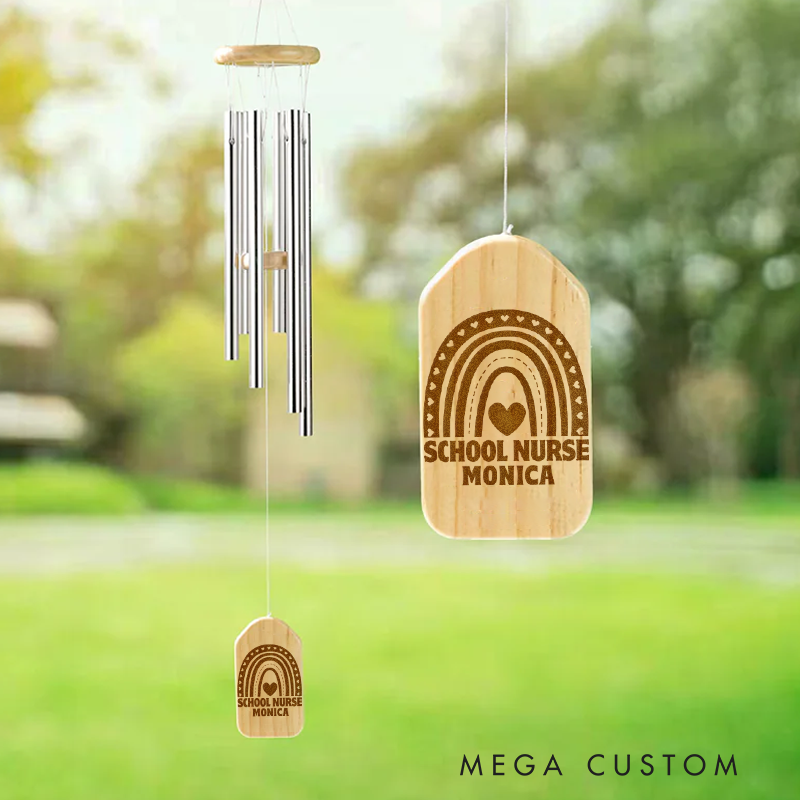 Personalized Wind Chimes for Nurse Engraved School Nurse Design Memorial Wind Chimes Retirement Wind Chime Sympathy Gift
