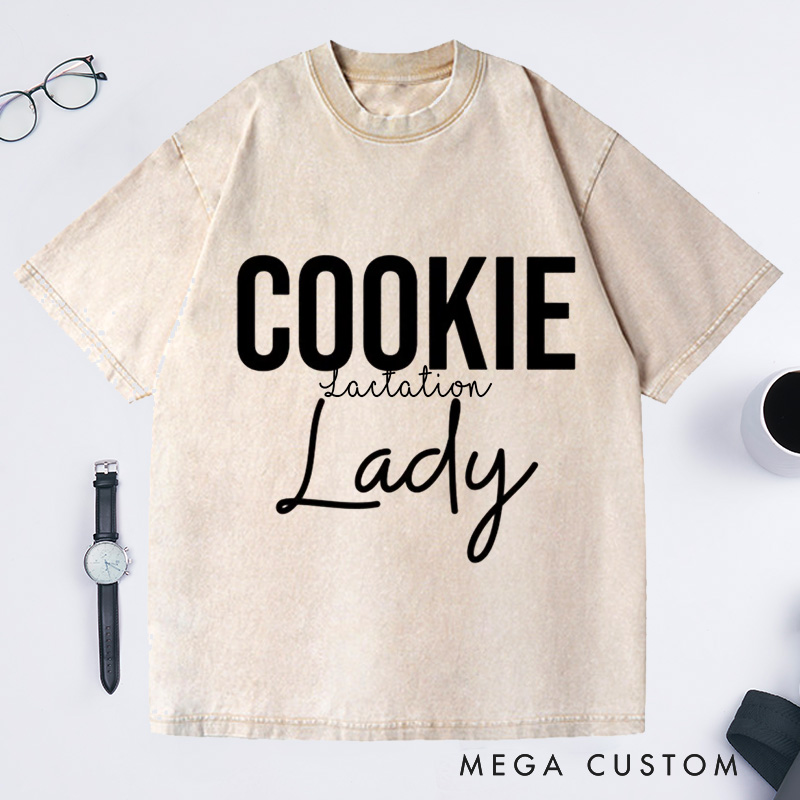 Personalized Cookie Lady Washed T-Shirts Baking Shirt Baker Gifts Cookie Shirt Baking Gifts for Women