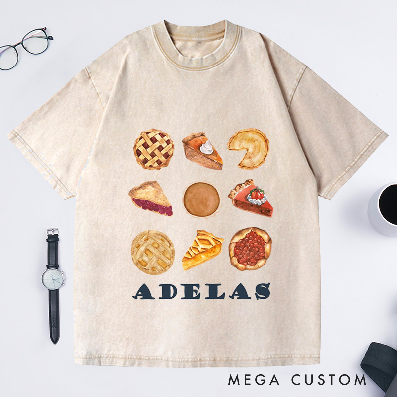 Personalized Comfort Colors Pumpkin Pie Washed T-Shirts Fall Shirt Thanksgiving Gift Thanksgiving Shirt