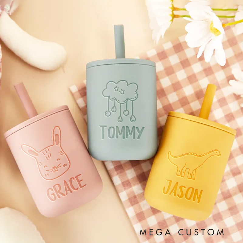 Personalized Silicone Baby Cup with Name Baby Gift New Baby Girl Boy Gift