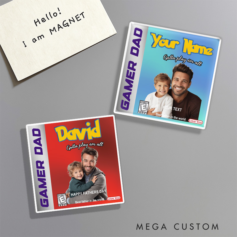Personalized Game Card Cover Fridge Magnets for Dad Gamers Magnets Father's Day Anime Lovers Gaming Fridge Decal