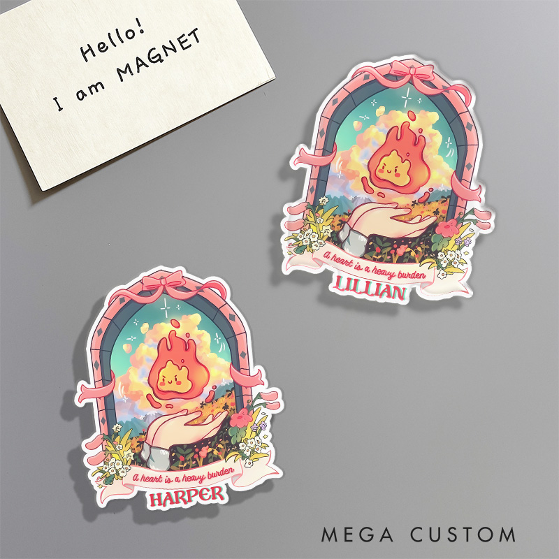 Personalized Anime Cute Fire Fridge Magnets Japanese Kawaii Magnets for Anime Lovers Studio Inspired Fridge Decal