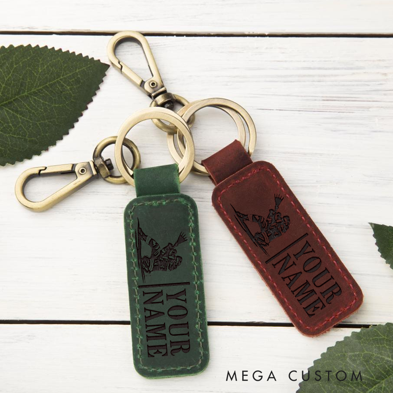 Personalized Leather Keychain with Firefighter Rescue Design Customized Gift for Firefighter
