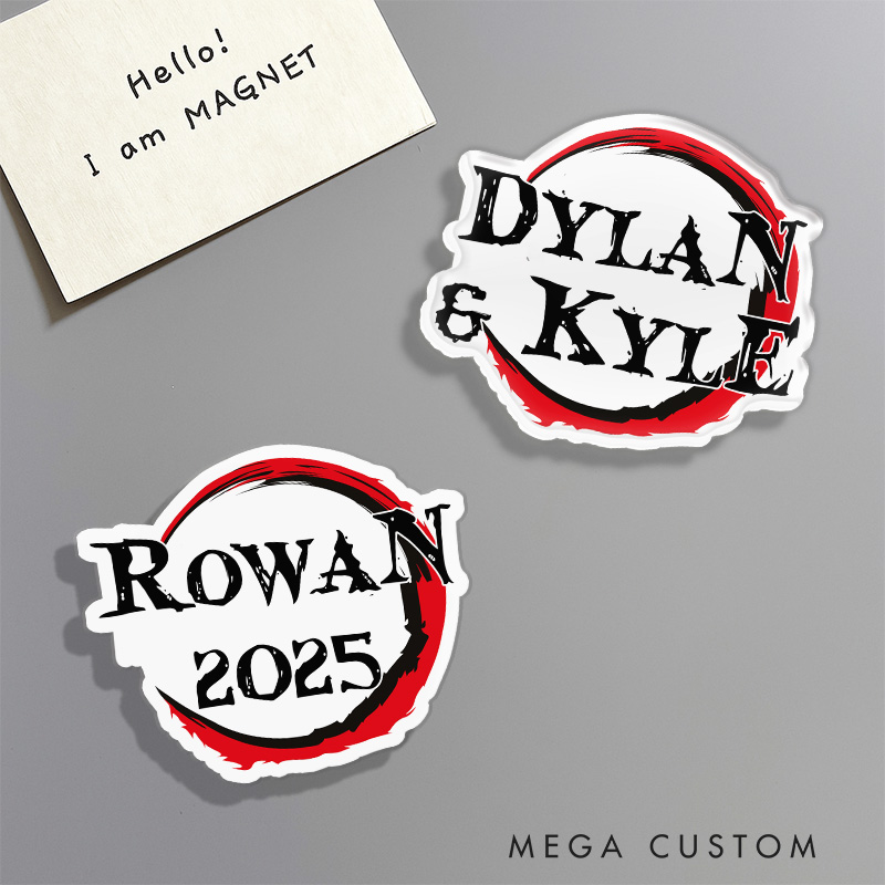 Personalized Demon Anime Name Fridge Magnets Japanese Manga Comic Magnets for Anime Lovers Fridge Decal