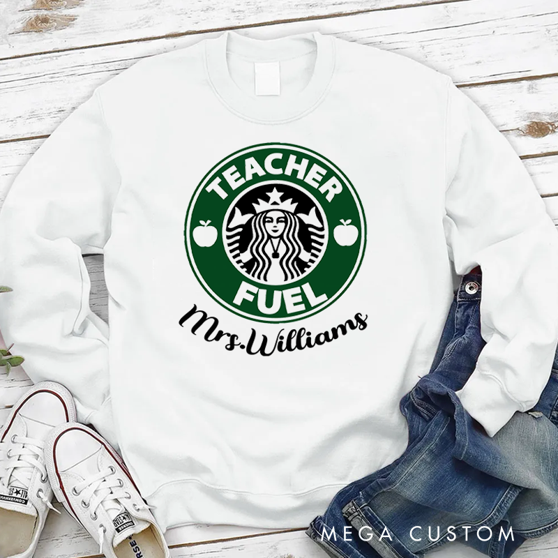 Personalized Teacher Sweatshirt a Popular Coffee Logo Coffee Loving Teachers Appreciation Gift for Teachers
