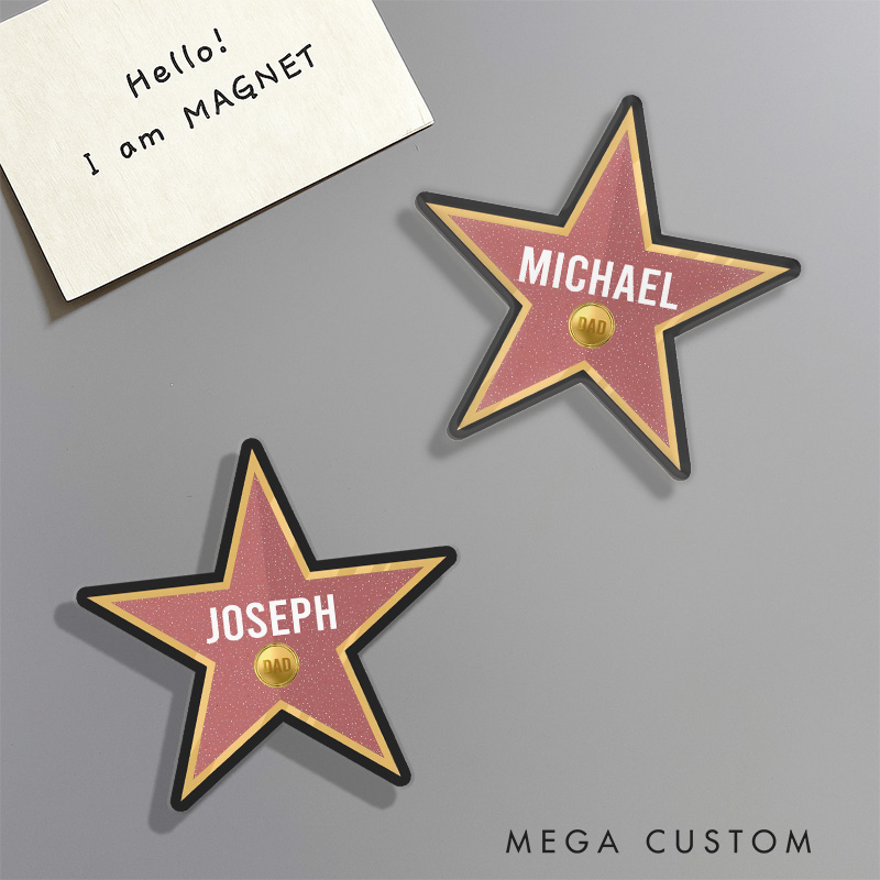 Personalized Dad of Fame Fridge Magnets Funny Father's Day Movie Magnet Star Magnets for Father Dad Fridge Decal