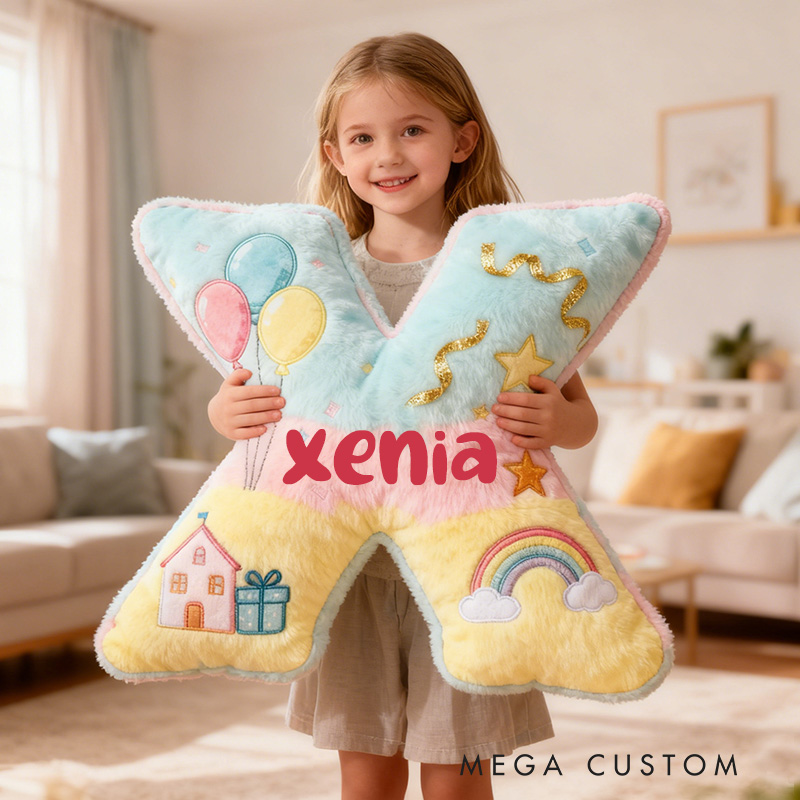 Personalized 26 Letter Pillow with Graphic 3D Print Whimsical Design Customizable Name Soft Plush Cushion for Kids Decor Fun Gift Idea Moving Gifts