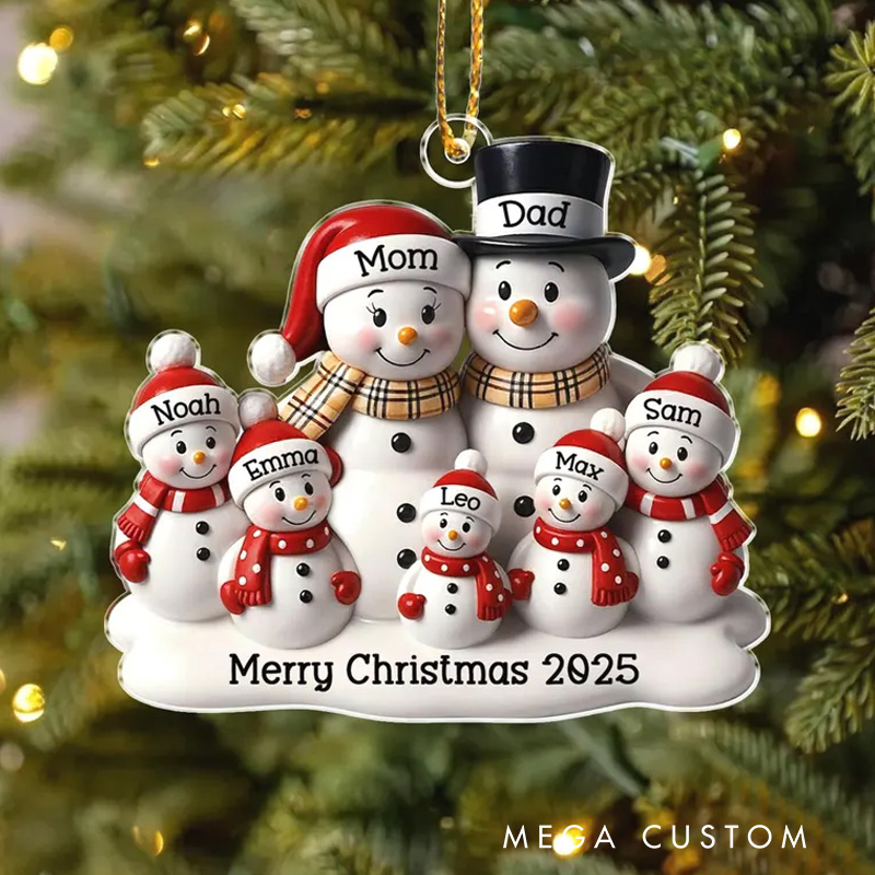 Personalized Snowman Family Ornament Custom 2D Flat Family Christmas Ornament 2025