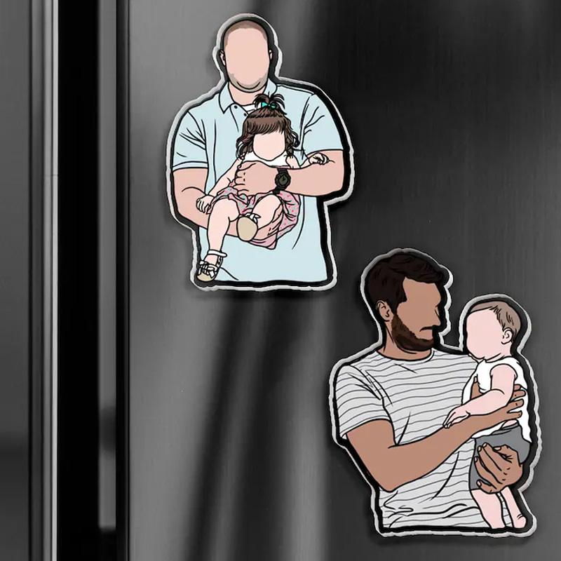 Personalized Gift For Dad Custom Dad Photo Magnet Faceless Portrait Fridge Magnet Husband New Dad Gift