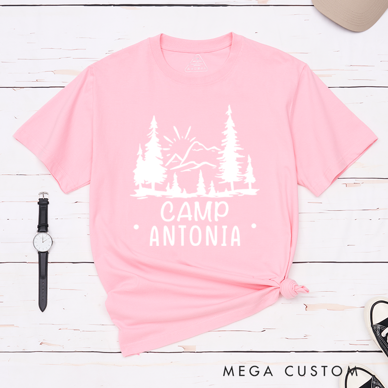 Personalized Simple Camping Summer T-Shirt Hiking Outdoors Nature Lovers Gift