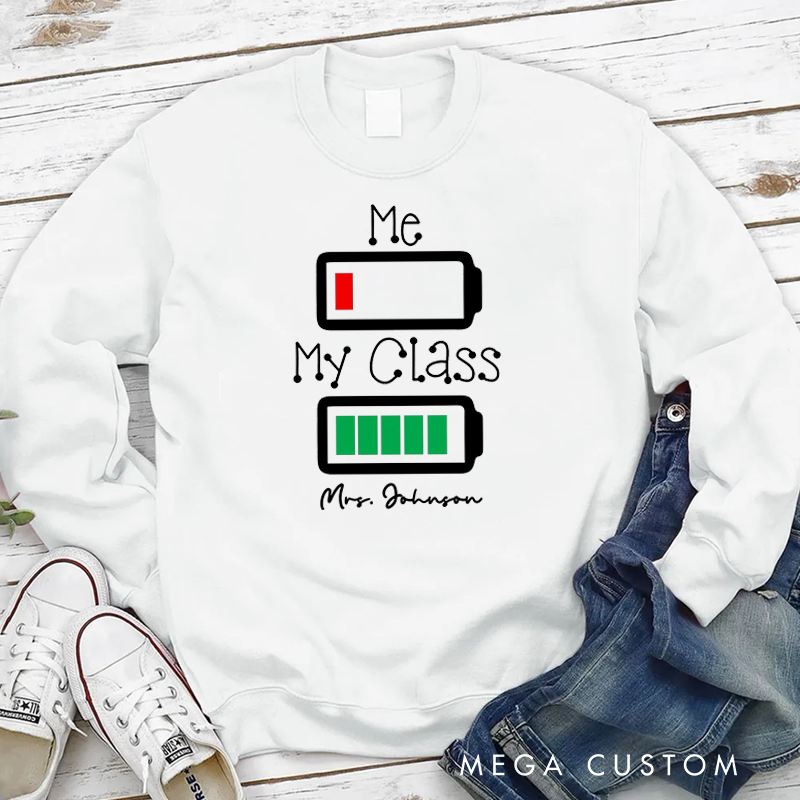 Personalized Hoodies for Teachers Two Battery Icons Funny Design Hoodies Appreciation Gift for Teachers