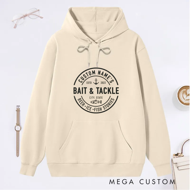 Personalized Classic Bait and Tackle Fishing Classic Hoodie Custom Fishing Gift for Anglers