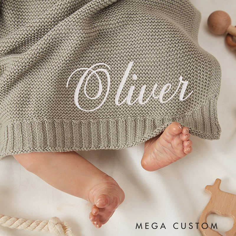 Personalized Embroidered Baby Blanket Cozy Soft Cotton Knit with Name Blanket Baby Shower Gift Baby Gift for Newborns