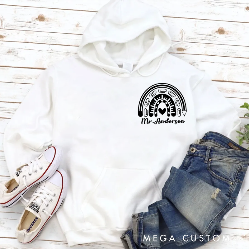 Personalized Hoodies for Teachers Rainbow Shape Hoodies Appreciation Gift for Teachers