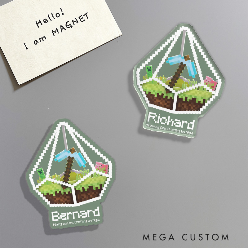 Personalized Miner Bottle Fridge Magnets Pixel Building Video Game Magnets Fantasy Game Fridge Decal