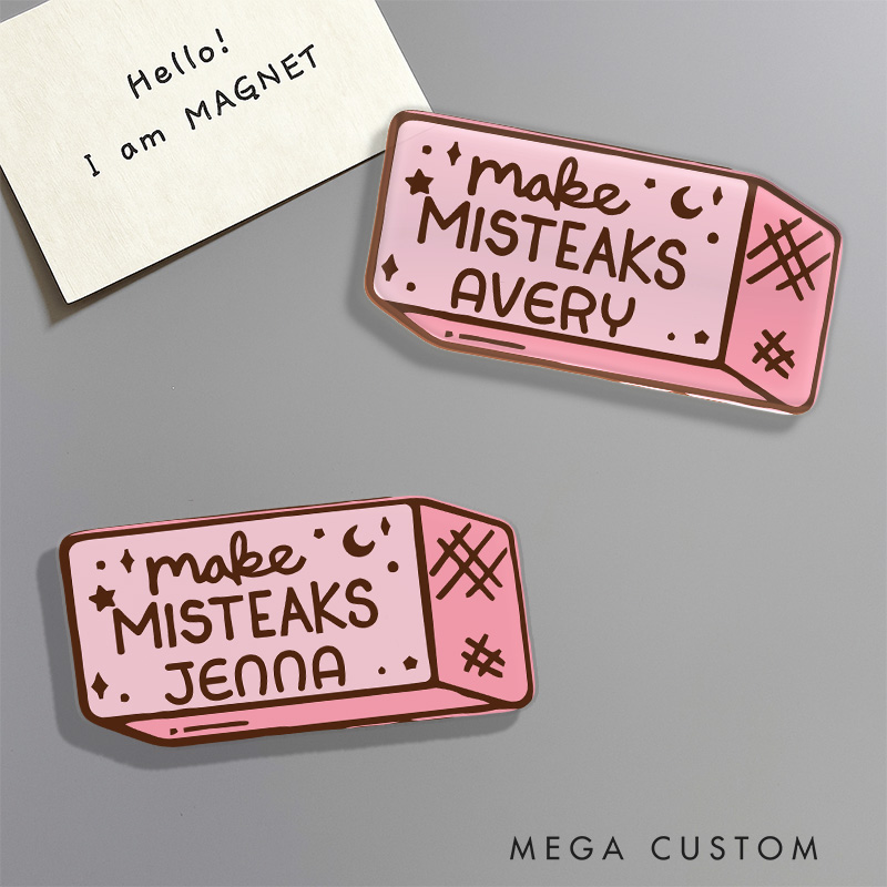 Personalized Make Misteaks Artist Fridge Magnets Eraser Rubber Motivational Magnets Art Lover Illustration Fridge Decal
