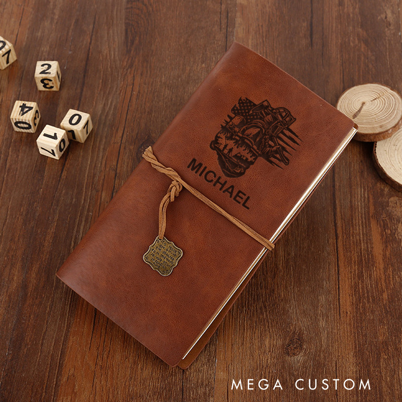 Personalized Retro Notebooks for Firefighter Custom Dynamic Firefighter Tribute Design Notebook Engraved Leather Notebook Gifts