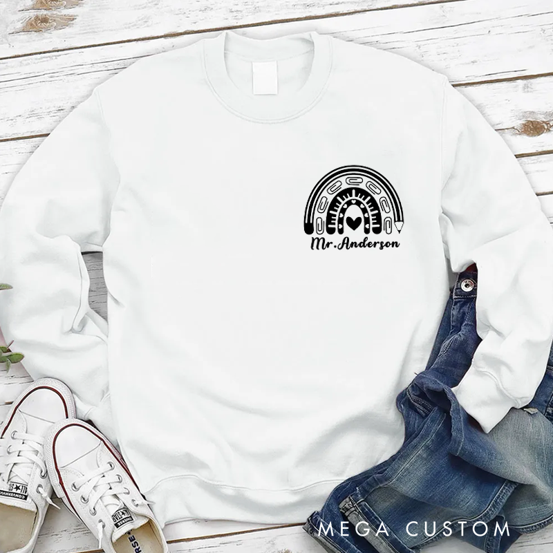 Personalized Hoodies for Teachers Rainbow Shape Hoodies Appreciation Gift for Teachers