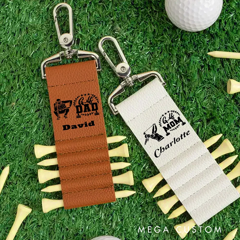 Personalized Golf Tee Holder Keychain with Custom Name and Unique Designs