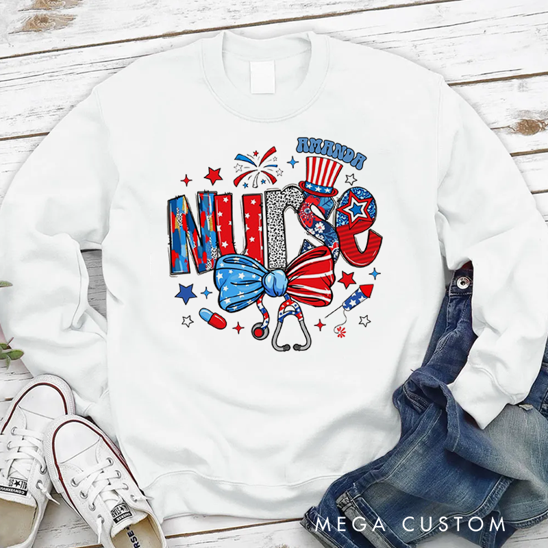Personalized Nurse Sweatshirt Enhanced with Festive Elements Appreciation Gift for Nurse