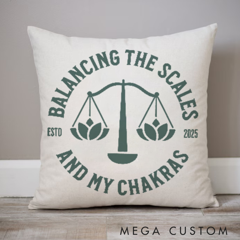 Personalized Lotus Libra Pattern Pillows "Balancing the Scales and My Chakras" Pillows Yoga Pillows Gift  Idea for Yoga Lover