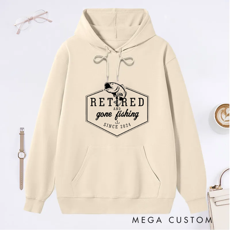 Personalized Retired and Gone Fishing Classic Hoodie Retirement Gift for Fishing Lover