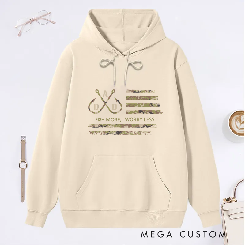Personalized Camouflage Flag Fishing Dad Classic Hoodie for Outdoor Fishing Enthusiasts