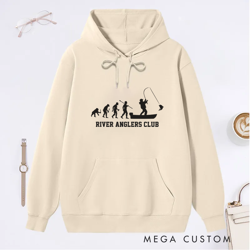 Personalized Evolution Fishing Classic Hoodie Perfect Gift for Fishing Enthusiasts and Club Members