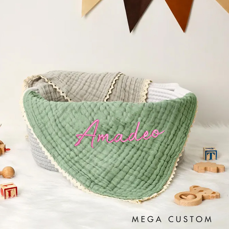 Personalized Knit Baby Blanket Embroidery Gift for Baby Shower Newborn Baby Gifts