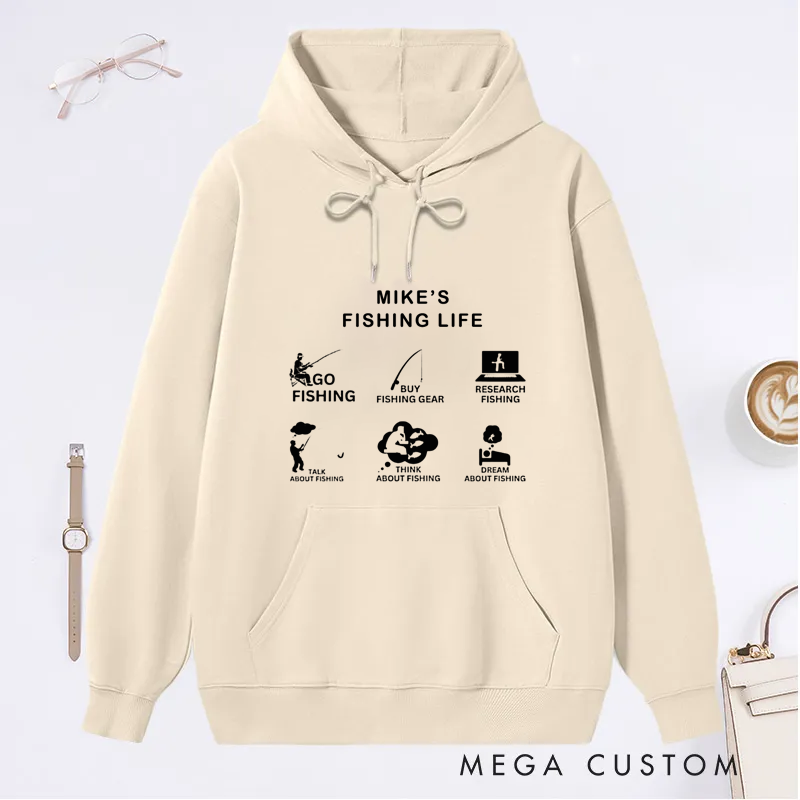 Personalized Funny Fishing Life Classic Hoodie Gift for Fishing Lovers Anglers Outdoor Enthusiasts and Fishermen