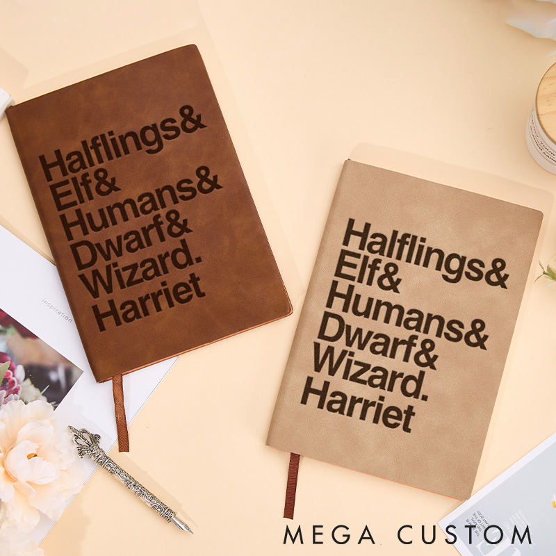 Personalized Fantasy Lineup Leather Notebook Gift for Geek Nerd Technology Lovers Journal