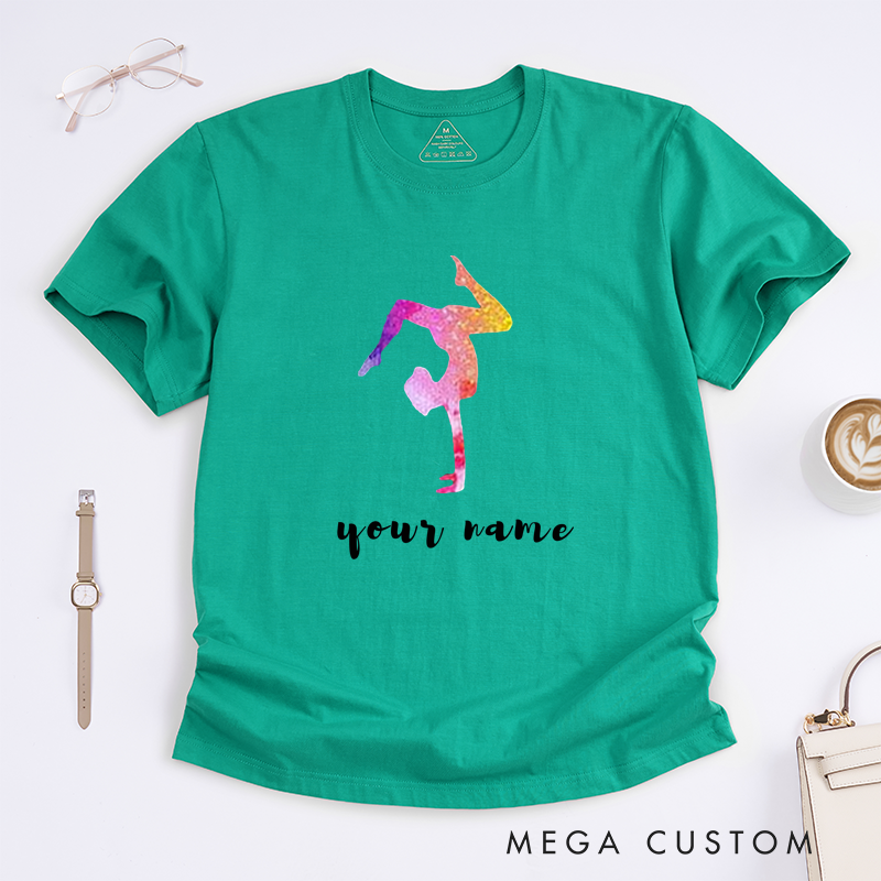 Personalized Dance Girl T-Shirt Custom Name Gift for Her Unique Watercolor Design Women's Birthday for Daughter Sister Mom