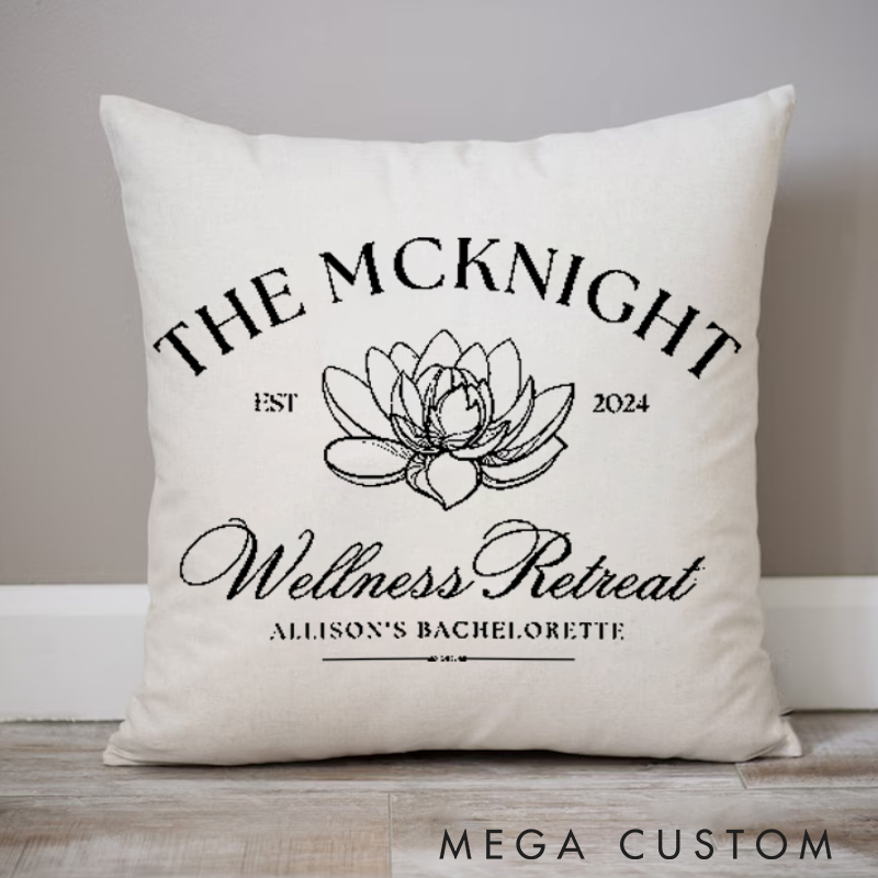 Personalized Lotus Pattern Yoga Pillows "WELLNESS RETREAT" Pillows Yoga Pillows Gift  Idea for Yoga Lover