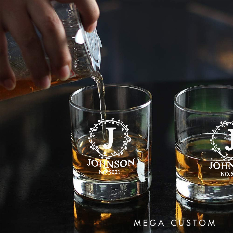 Personalized House Warming Whiskey Tumblers with House Number Custom Engraved Initial Whiskey Glass Wedding New Home Housewarming Gift Moving in Gift