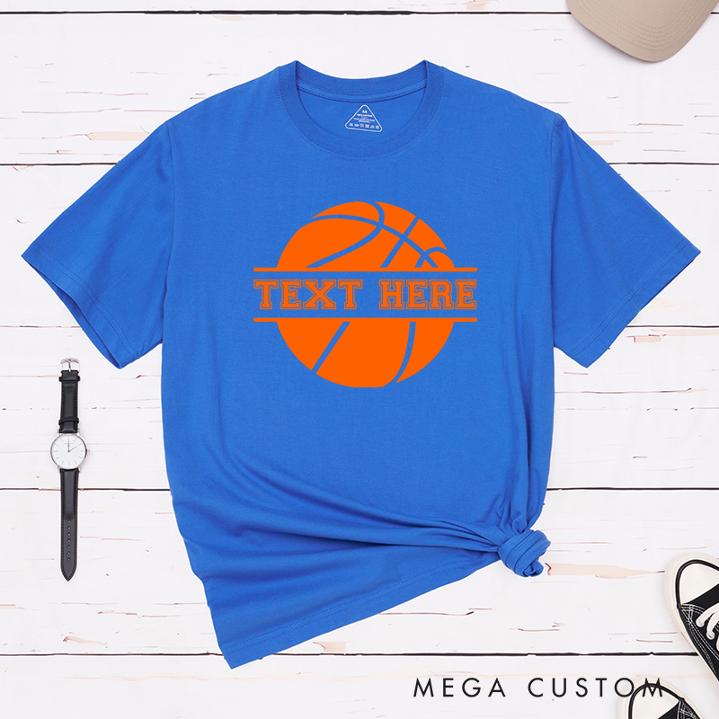 Personalized Basketball T-Shirt with Customizable Text Bold Basketball Graphic Design and Comfortable Fit Perfect for Fans Players and Team Spirit