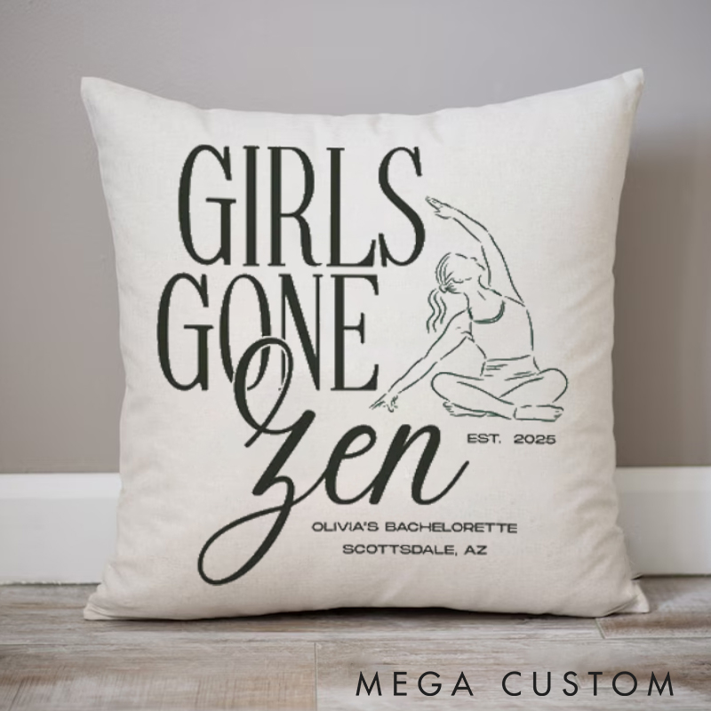 Personalized "Girls Gone Zen" Themed Pillows Yoga Action Pillows Activity Theme Pillows Yoga Pillows Gift  Idea for Yoga Lover