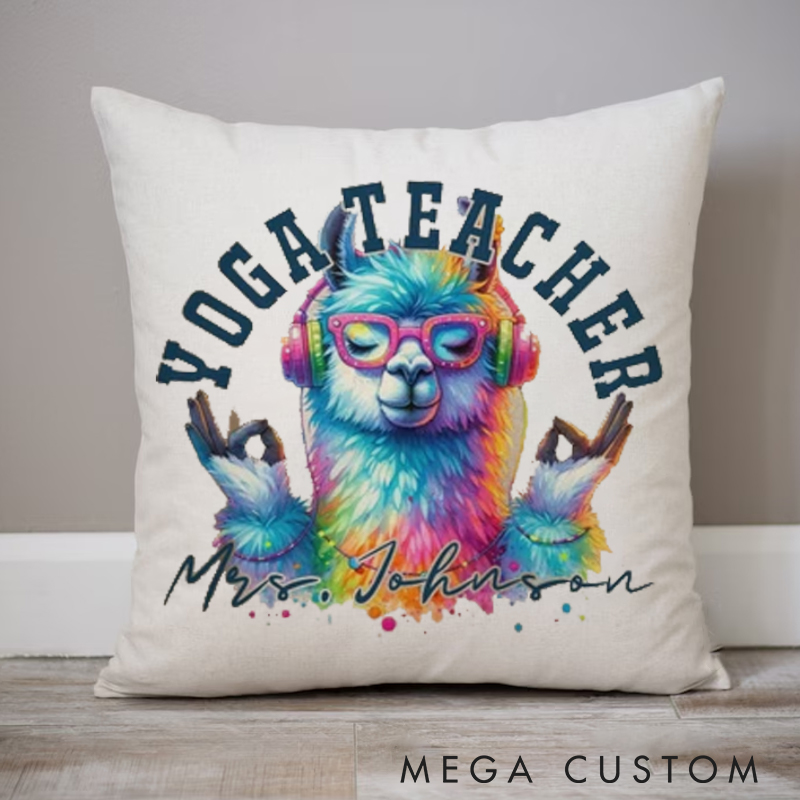 Personalized "Yoga Teacher" Themed Pillows Alpaca Meditation Pillows Yoga Pillows Gift  Idea for Yoga Lover