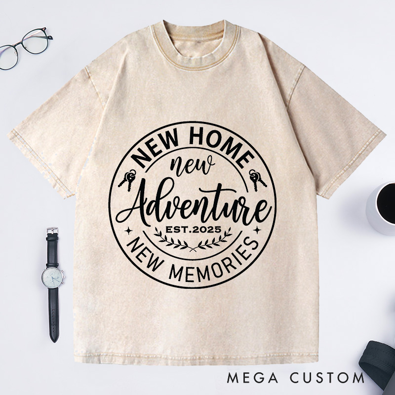Personalized Custom New Home Adventure T-Shirt Housewarming New Memories Moving Celebration Gift
