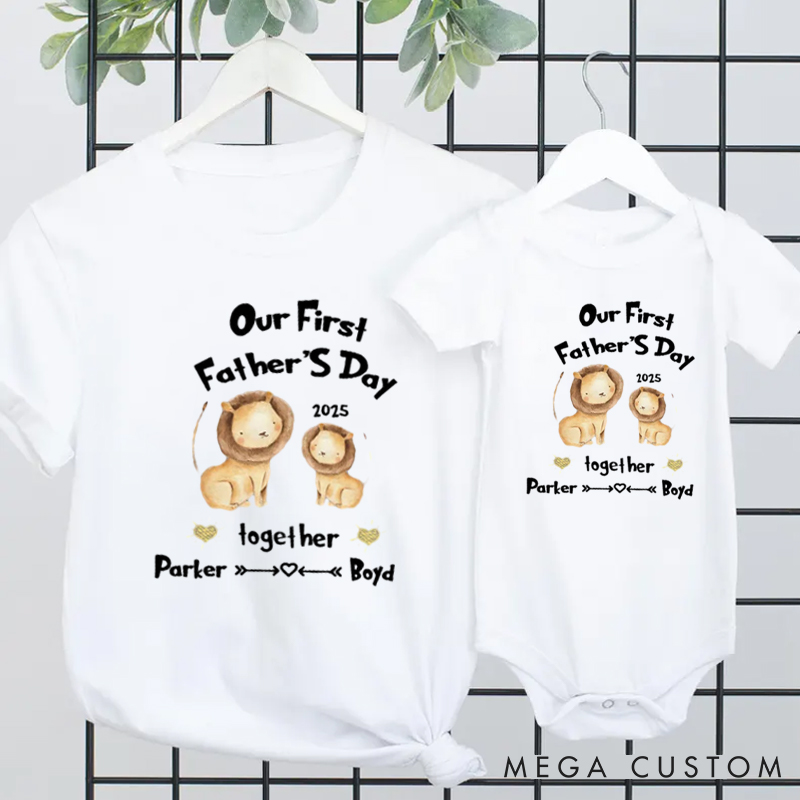 Personalized Our First Father's Day Lions Matching Outfit Father's Day Gift