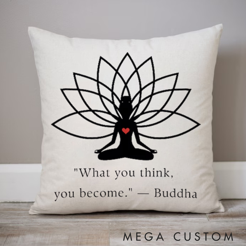 Personalized Meditation Silhouette Pillows Lotus Pattern Pillows Classic Quote Pillows Yoga Pillows Gift  Idea for Yoga Lover