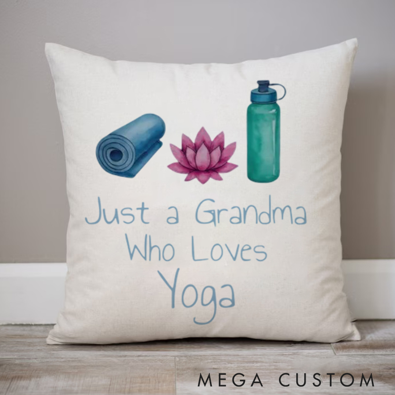 Personalized Yoga Lotus and Water Bottle Illustration Pillows Yoga Pillows Gift  Idea for Yoga Lover