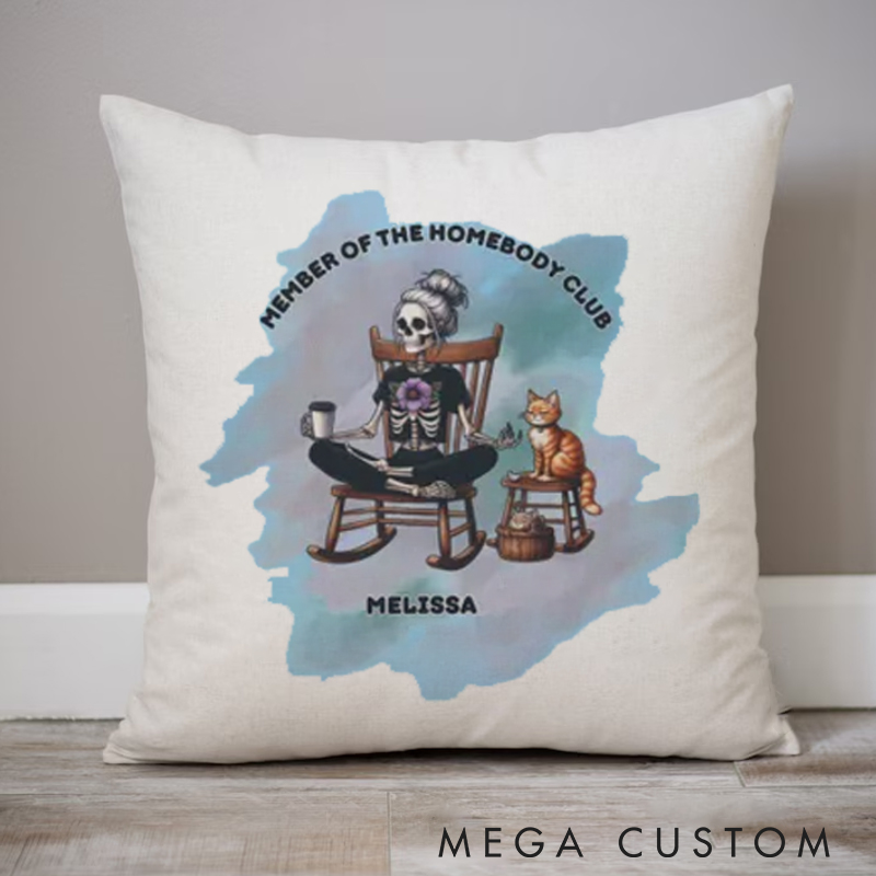 Personalized "Member of the Homebody Club" Themed Pillows Homebody Enthusiast Pillows Yoga Pillows Gift  Idea for Yoga Lover