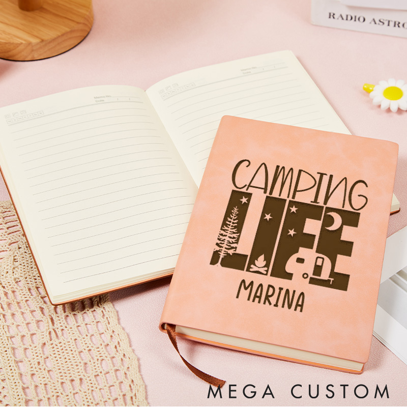Personalized Camping Life Leather Notebook Embrace the Outdoors Journal Gift for Traveling Hiking Lovers 