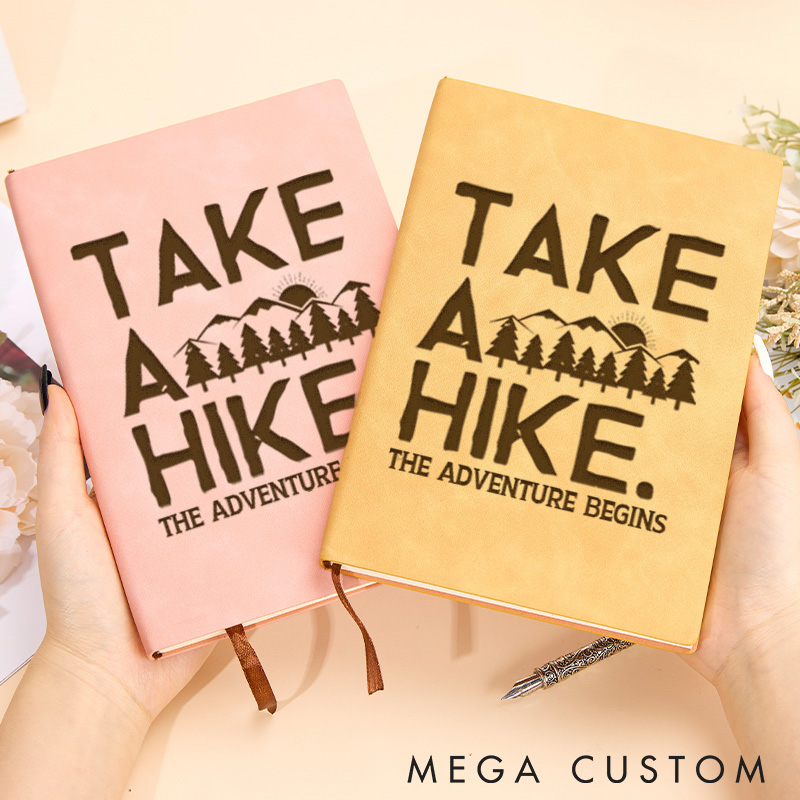 Personalized Take A Hike Leather Notebook The Adventure Awaits Journal Gift Traveling Hiking Outdoor Lovers 