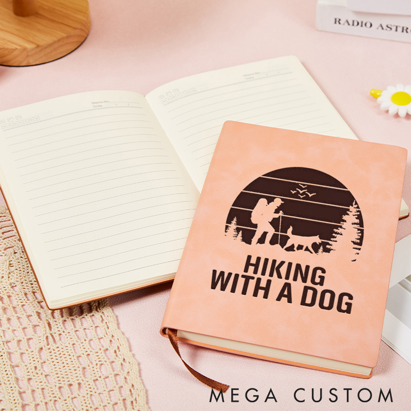 Personalized Hiking with A Dog Leather Notebook Adventures  Traveling Hiking Journal Gift for Outdoor
