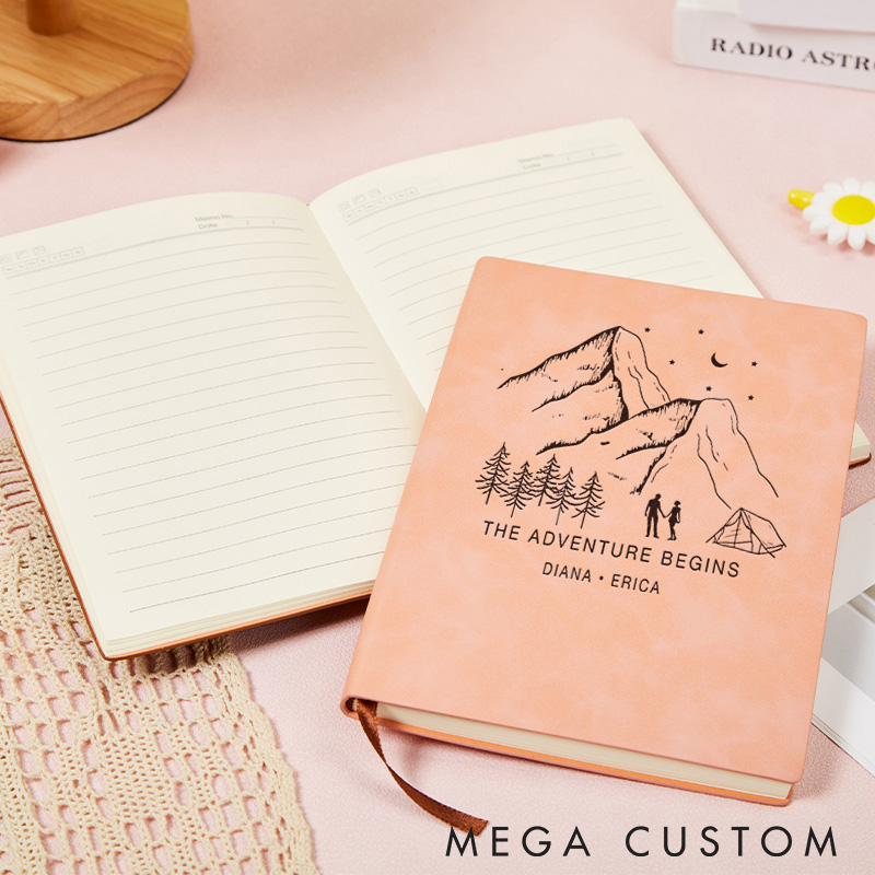 Personalized Take Me To The Mountains Leather Notebook Outdoor Traveling Hiking Journal Gift for Nature