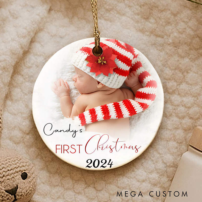 Personalized Baby's First Christmas Ornament Highlighting Adorable Newborn Memories Christmas Ornament