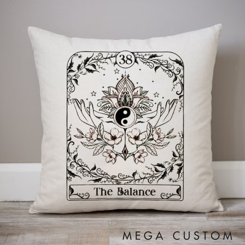 Personalized "The Balance" Themed Pillows Yin Yang Pattern Pillows Yoga Pillows Gift  Idea for Yoga Lover