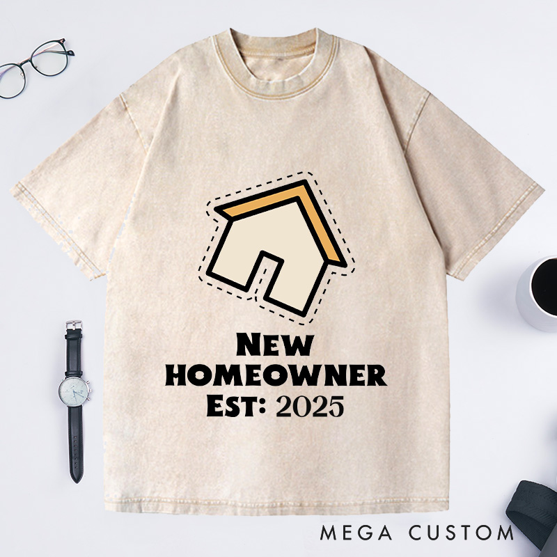 Personalized New Homeowner T-Shirt Housewarming Custom Dotted House Celebration Gift